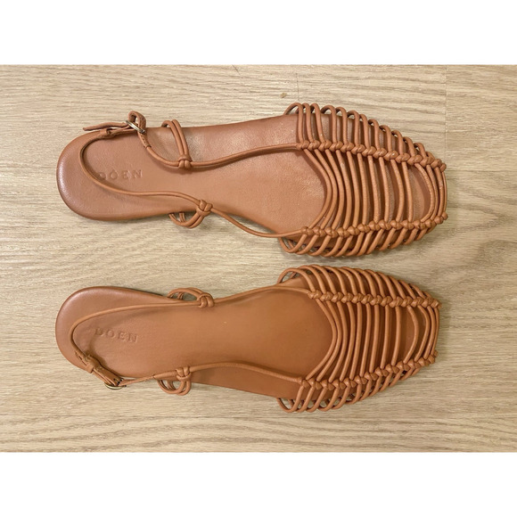 Doen Paloma Leather Sandals 40 9.5 Camel Slingback Boho Cottagecore - Picture 5 of 6